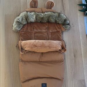 Cozy Brown/ burnt orange Stroller Footmuff with faux fur